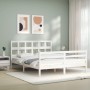 White solid wood bed frame with headboard 160x200 cm by vidaXL, Beds and slatted bases - Ref: Foro24-3194842, Price: 143,97 €...