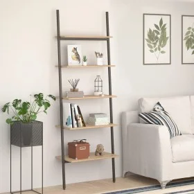 Schrägregal 5 Böden hellbraun schwarz 64x34x185,5 cm von vidaXL, Bücherregale und Regale - Ref: Foro24-336376, Preis: 99,35 €...