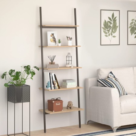 Schrägregal 5 Böden hellbraun schwarz 64x34x185,5 cm von vidaXL, Bücherregale und Regale - Ref: Foro24-336376, Preis: 100,95 ...