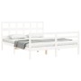 Weißer Massivholzbettrahmen mit Kopfteil 160x200 cm von vidaXL, Betten und Lattenroste - Ref: Foro24-3194842, Preis: 143,97 €...
