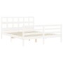 Weißer Massivholzbettrahmen mit Kopfteil 160x200 cm von vidaXL, Betten und Lattenroste - Ref: Foro24-3194842, Preis: 143,97 €...