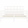 Weißer Massivholzbettrahmen mit Kopfteil 160x200 cm von vidaXL, Betten und Lattenroste - Ref: Foro24-3194842, Preis: 143,97 €...