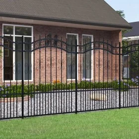 Garden fence with black coated steel spearhead 190cm by vidaXL, fence panels - Ref: Foro24-151087, Price: 238,16 €, Discount: %