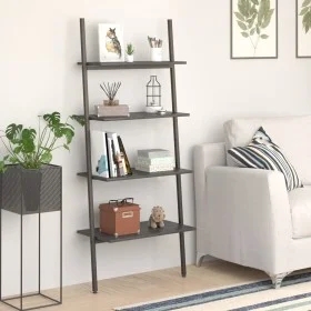 Slanted shelf with 4 black shelves 64x34x150.5 cm by vidaXL, Bookcases and shelves - Ref: Foro24-336375, Price: 76,65 €, Disc...