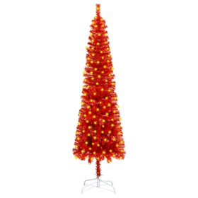 Árbol de Navidad estrecho con LEDs rojo 150 cm