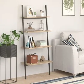 Schrägregal 4 Böden hellbraun schwarz 64x34x150,5 cm von vidaXL, Bücherregale und Regale - Ref: Foro24-336373, Preis: 74,74 €...