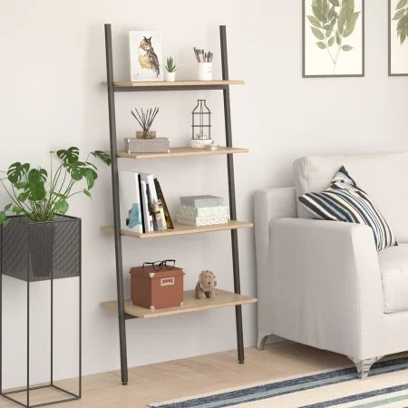 Schrägregal 4 Böden hellbraun schwarz 64x34x150,5 cm von vidaXL, Bücherregale und Regale - Ref: Foro24-336373, Preis: 74,74 €...