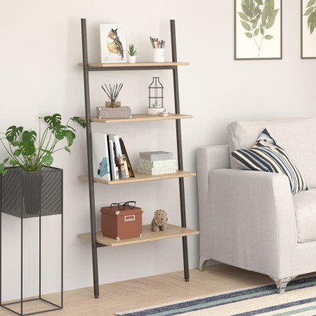 Schrägregal 4 Böden hellbraun schwarz 64x34x150,5 cm von vidaXL, Bücherregale und Regale - Ref: Foro24-336373, Preis: 76,17 €...
