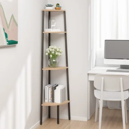 Corner shelving 4 shelves light brown black 45.5x31.5x150 cm by vidaXL, Bookcases and shelves - Ref: Foro24-336391, Price: 62...