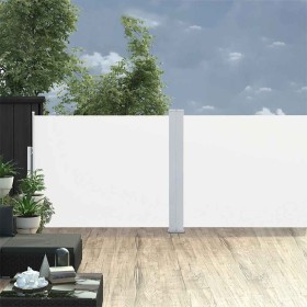 Toldo lateral retráctil para patio color crema 170x1200 cm