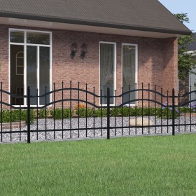Garden fence with spearhead black coated steel 115cm by vidaXL, fence panels - Ref: Foro24-151079, Price: 114,44 €, Discount: %