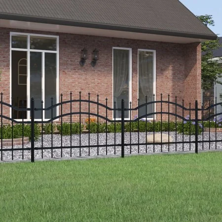 Garden fence with spearhead black coated steel 115cm by vidaXL, fence panels - Ref: Foro24-151079, Price: 114,44 €, Discount: %