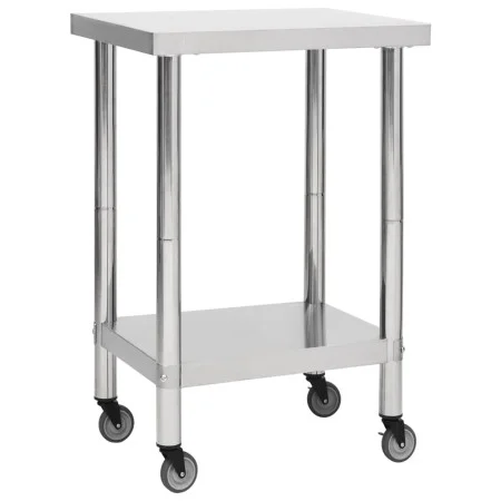 Küchenarbeitstisch mit Edelstahlrädern 60x60x85 cm von vidaXL, Wiederherstellung - Ref: Foro24-51633, Preis: 128,04 €, Rabatt: %