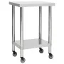 Küchenarbeitstisch mit Edelstahlrädern 60x60x85 cm von vidaXL, Wiederherstellung - Ref: Foro24-51633, Preis: 128,04 €, Rabatt: %
