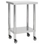Kitchen work table with stainless steel wheels 60x60x85 cm by vidaXL, Restoration - Ref: Foro24-51633, Price: 135,47 €, Disco...