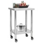 Kitchen work table with stainless steel wheels 60x60x85 cm by vidaXL, Restoration - Ref: Foro24-51633, Price: 135,47 €, Disco...