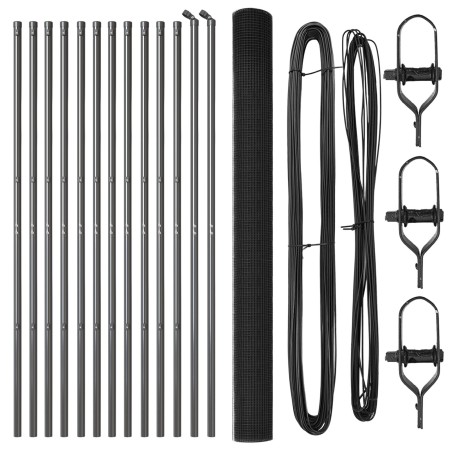 Juego de postes de cercado Conjunto de 2 Gris Acero recubierto, PVC de , Paneles de vallas - Ref: Foro24-3351855, Precio: 170...