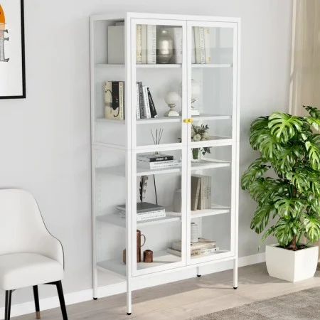 White steel and tempered glass display case 90x40x180 cm by vidaXL, Lockers and storage cabinets - Ref: Foro24-336080, Price:...