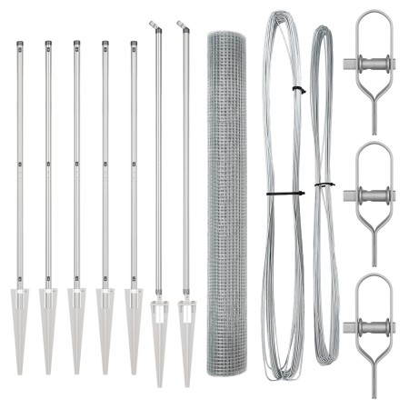 Cerca de Malla Soldada con 7 Postes de Pica 10 x 1.4 m Acero Galvanizado de , Paneles de vallas - Ref: Foro24-3351934, Precio...