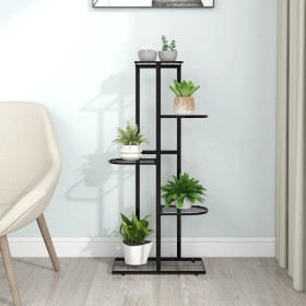 Soporte de flores de 5 estantes de metal negro 43x22x98 cm