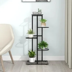 Soporte de flores de 5 estantes de metal negro 43x22x98 cm de vidaXL, Soportes para macetas - Ref: Foro24-336110, Precio: 39,...