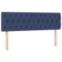 Cama box spring con colchón y LED tela azul 160x200 cm