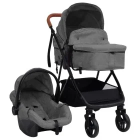 Light Gray and Black Steel 3-in-1 Baby Stroller by vidaXL, Baby strollers - Ref: Foro24-10329, Price: 267,79 €, Discount: %