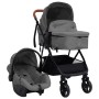 Cochecito de bebé 3 en 1 de acero gris claro y negro de vidaXL, Cochecitos de bebé - Ref: Foro24-10329, Precio: 272,92 €, Des...