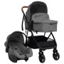 Light Gray and Black Steel 3-in-1 Baby Stroller by vidaXL, Baby strollers - Ref: Foro24-10329, Price: 267,79 €, Discount: %