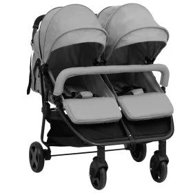 Light gray and black steel twin stroller by vidaXL, Baby strollers - Ref: Foro24-10359, Price: 244,61 €, Discount: %