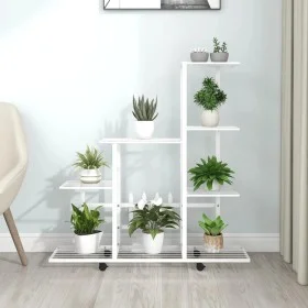 Blumenständer mit weißem Metallrad 94,5x25x92,5 cm von vidaXL, Topfständer - Ref: Foro24-336115, Preis: 54,04 €, Rabatt: %