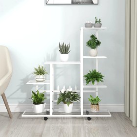 Blumenständer mit weißem Metallrad 94,5x25x92,5 cm von vidaXL, Topfständer - Ref: Foro24-336115, Preis: 52,08 €, Rabatt: %