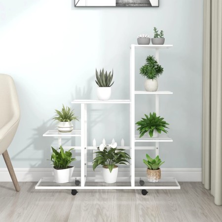 Blumenständer mit weißem Metallrad 94,5x25x92,5 cm von vidaXL, Topfständer - Ref: Foro24-336115, Preis: 55,21 €, Rabatt: %