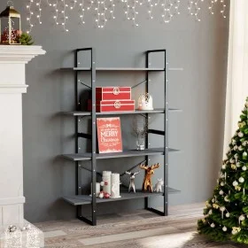 4-tier solid gray pine wood shelf 100x30x140 cm by vidaXL, Bookcases and shelves - Ref: Foro24-806484, Price: 75,19 €, Discou...