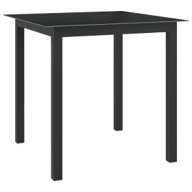 Mesa de jardín de aluminio y vidrio negro 80x80x74 cm de vidaXL, Mesas de jardín - Ref: Foro24-312200, Precio: 111,61 €, Desc...