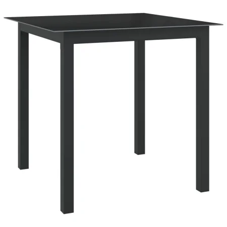 Mesa de jardín de aluminio y vidrio negro 80x80x74 cm de vidaXL, Mesas de jardín - Ref: Foro24-312200, Precio: 110,05 €, Desc...