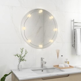 Espejo de pared con luces LED redondo de vidrio