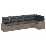 Conjunto de sofá de jardín con cojín 6 pcs Gris Poliratán