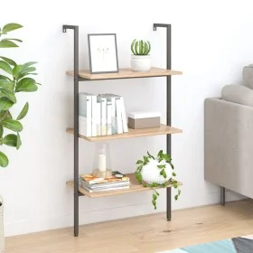 Schrägregal 3 Böden hellbraun schwarz 64x35x120,5 cm von vidaXL, Bücherregale und Regale - Ref: Foro24-336379, Preis: 49,53 €...