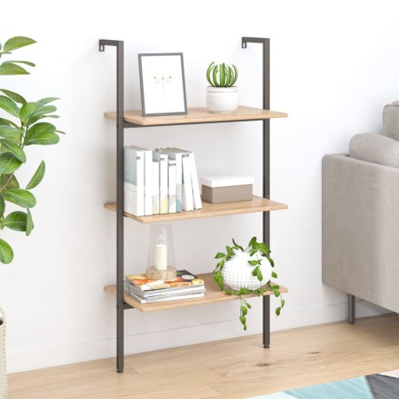 Schrägregal 3 Böden hellbraun schwarz 64x35x120,5 cm von vidaXL, Bücherregale und Regale - Ref: Foro24-336379, Preis: 53,89 €...