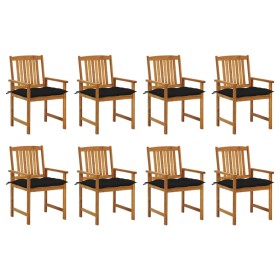 Sillas de jardín con cojines 8 uds madera maciza de acacia de vidaXL, Sillas de jardín - Ref: Foro24-3078200, Precio: 643,68 ...