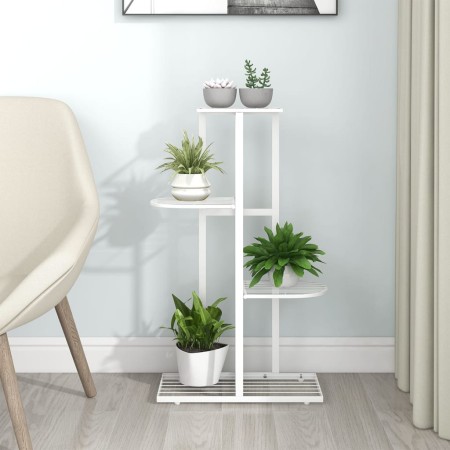 Weißer Blumenständer aus Metall mit 4 Ablagen, 43 x 22 x 76 cm von vidaXL, Topfständer - Ref: Foro24-336109, Preis: 37,01 €, ...