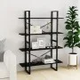 4-stufiges Regal aus massivem schwarzem Kiefernholz, 100 x 30 x 140 cm von vidaXL, Bücherregale und Regale - Ref: Foro24-8064...