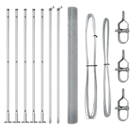 Valla de Alambre Soldado con 7 Postes Flanged 1.6x10 m Acero Galvanizado de , Paneles de vallas - Ref: Foro24-3352299, Precio...