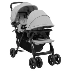 Light gray steel tandem twin trolley by vidaXL, Baby strollers - Ref: Foro24-10347, Price: 217,70 €, Discount: %
