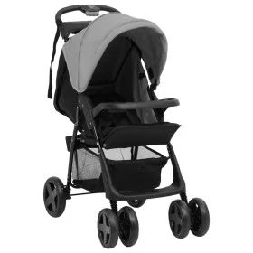 Light gray and black steel 2-in-1 baby stroller by vidaXL, Baby strollers - Ref: Foro24-10383, Price: 123,88 €, Discount: %