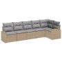 Conjunto de sofá de jardín con cojín 6 pcs Beige Poliratán