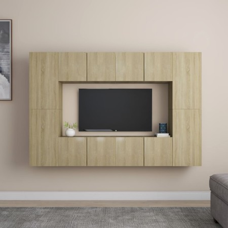 8-teiliges Wohnzimmermöbelset aus Sonoma-Eiche von vidaXL, TV-Möbel - Ref: Foro24-3078983, Preis: 260,22 €, Rabatt: %