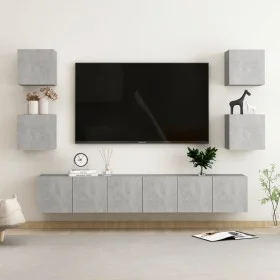 Set de muebles de salón 7 pzas madera ingeniería gris hormigón de vidaXL, Muebles TV - Ref: Foro24-3079081, Precio: 160,83 €,...