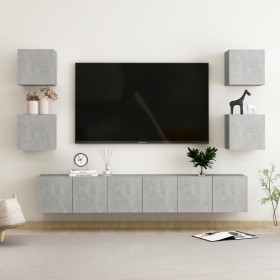 Wohnzimmermöbel-Set 7-teilig aus betongrauem Holzwerkstoff von vidaXL, TV-Möbel - Ref: Foro24-3079081, Preis: 162,33 €, Rabat...